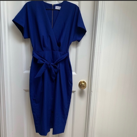 ModCloth Closet Royal Blue Sheath Dress w/ Belt - Picture 6 of 8